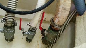 Sea toilet outlet hose (before replacement)